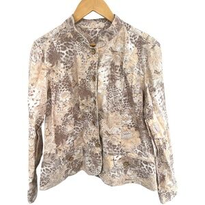Christopher & Banks Linen Blend Cheetah Floral Jacket|  Blazer
